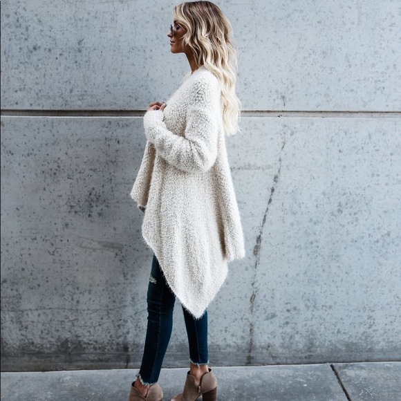 Soft Teddy Fuzzy Cardigan Open Front Slouchy - Picture 5 of 16